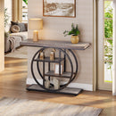 41.3" Console Table, Industrial 4-Tier Sofa Entryway Table with Circle Base