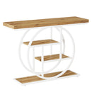 41.3" Console Table, Industrial 4-Tier Sofa Entryway Table with Circle Base