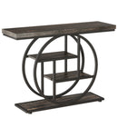 41.3" Console Table, Industrial 4-Tier Sofa Entryway Table with Circle Base