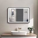 24x32 Black Metal Framed Bathroom Mirror for Wall Rounded Rectangle Mirror, Bathroom Vanity Mirror, Hotel, Anti-Rust Hangs Horizontally or Vertically