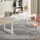Executive Desk, Large Office Computer Workstation With Thick Frame - White by HouseOfZazla