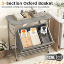 3-Section Laundry Sorter with Foldable Ironing Board and Lockable Wheels-Gray by LJGDeals
