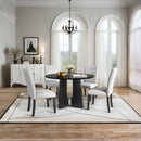 5 Piece Round Dining Table Set, Modern Dining Table And 4 Upholstered Chairs For Dining Room by HouseOfZazla