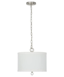 14"W Light Pendant Brushed Nickel Finish with Oatmeal Linen Shade by LampsUSA