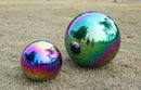 Nerien Gazing Ball, Stainless Steel Garden Mirror Globe, Polished Ornament Sphere, Hollow Floating Reflective Hemisphere, for Home Outdoor Pond Housewarming Swimming Pool Decoration, Rainbow, 5Pcs Mix by GreenHaven Gardens
