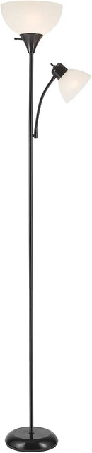 GLOBE Electric 67135 72" Torchiere Floor Lamp and Adjustable Reading Light, Matte Black, Frosted Shade, Dual Rotary Switch, 3-Step Dimming, Modern Lighting for Living Room or Office by CozyNest Decor