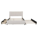 Upholstered Platform Bed With Drawers, Classic Headboard Design by HouseOfZazla