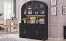 K&K 75.8" Tall Arched Kitchen Pantry Cabinet with LED & Charging Station