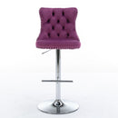 Swivel Barstools Adjusatble Seat Height From 25-33", Modern Upholstered Base Bar Stools With Backs Comfortable Tufted For Home Pub And Kitchen Island (Set of 2)