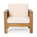 Set of 2 Outdoor Acacia Wood Club Chairs with Cushions by HouseOfZazla