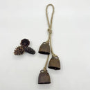 2pc Rustic Charm Bell - Handmade Hemp Rope Wind Chimes Hanging Decoration, Distressed Finish Cow Bell with Jute Hanging Rope, Perfect for Front Door, Outdoor, Window, and Home Decor, by CozyNest Decor