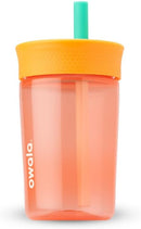 Owala Kids BPA-Free Plastic Tumbler with Spill Resistant Flexible Straw, Easy to Clean, Kids Water Bottle, Great for Travel, Dishwasher Safe, 15 Oz, Orange and Peach (Watermelon) by TinyTreasures Baby Boutique