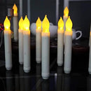 Pack of 24 Flameless Taper LED Candles - Battery Operated Flickering Ivory - Perfect for Wedding, Christmas, Parties - 6.5 Inch - White Plastic by CozyNest Decor