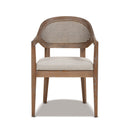 Americana - Mid-Century Modern Cane Back Dining Chair Textured Weave - Taupe Beige by HouseOfZazla