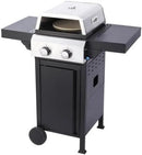 2-Burner Propane Gas BBQ Grill with Pizza Box, 24,600 BTU Output, Wire Enamel Grids, Foldable Side Table and Hanging Basket, Stainless Steel Patio Grill by GreenHaven Gardens