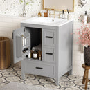 Bathroom Vanity With Sink, Soft Close Door, Double Layer Door Shelf And 3 Drawers - Gray by HouseOfZazla