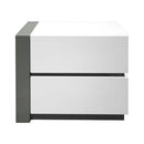 Nightstand Bedside Table With 2 Drawer For Bedroom - White / Silver by HouseOfZazla