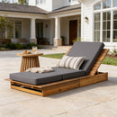 Acacia Wood Chaise Lounge with 4" Thick 3-Fold