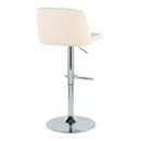 Toriano - Contemporary Adjustable Barstool With Swivel With Straight T Footrest (Set of 2) - Cream / Chrome by HouseOfZazla