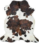 Tricolor Cowhide Rug Classic Brown, Black and White Color Mix, Natural Leather Hide, Area Rug (6x8ft) by CozyNest Decor