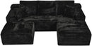 Modular Sectional Sofa Cloud Sectional Couch, 107" Comfy Fluffy U Shaped Black Couches for Living Room, Deep Seat Memory Foam Plush Corduroy Boneless Couch Sectionals with Right Facing Chaise Sofa by CozyNest Decor
