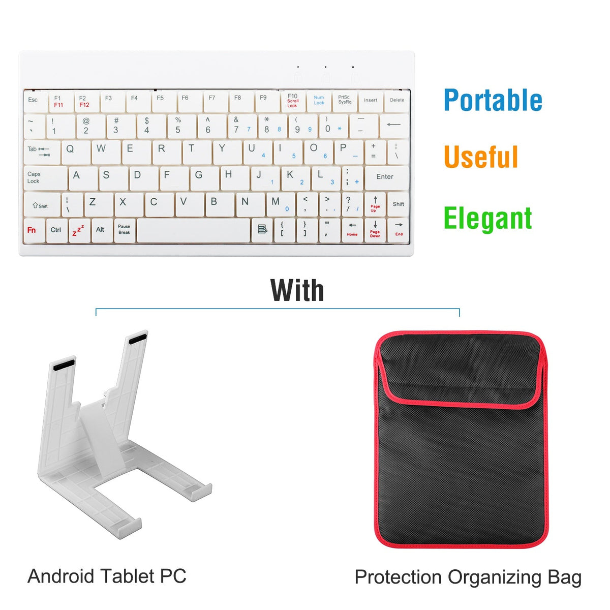 80 Keys Wired Keyboard Mini USB Connector Keyboard Portable Durable Keyboard w/ Carry Bag Tablet Stand for Android Window Tablet, photo 4 of 8