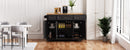 K&K 54 Inch Large Kitchen Island with Rubber Wood Drop Leaf