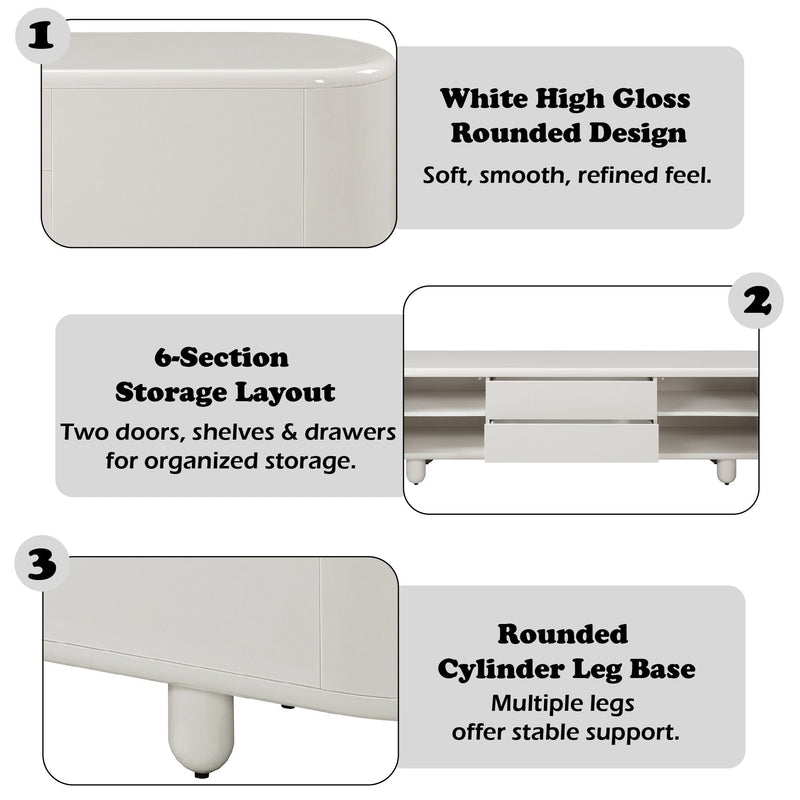 Keely - TV Stand - Gloss White, photo 2 of 7
