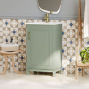 Modern Small Bathroom Vanity Cabinet With Ceramic Basin, Ample Storage, 1 Soft Close Door by HouseOfZazla