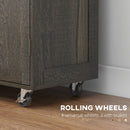 Homcom - Triple-Cabinet Rolling Kitchen Island On Wheels, Kitchen Cart With Storage Shelf Adjustment, Rolling Utility Cart With Wood Top, Towel Rack, Big Drawer - Distressed Brown by HouseOfZazla