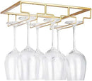 Wine Glass Rack - Under Cabinet Stemware Wine Glass Holder Glasses Storage Hanger Metal Organizer for Bar Kitchen Gold by CozyNest Decor
