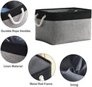 Organization and Storage Bins for Shelves - 16x12x8 inch Large 3 Pack Fabric Storage Cubes Collapsible Baskets for Shelves with Rope, Storage Basket for Organizing Cloth Laundry (Black & Grey) by TinyTreasures Baby Boutique
