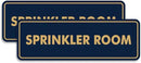 Signs ByLITA Standard Sprinkler Room Sign (Navy Blue/Gold) - Large 2 Pack by GreenHaven Gardens