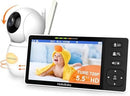 HelloBaby 720P 5.5'' HD Baby Monitor with Camera and Audio No WiFi, Video Baby Monitor, Remote Pan Tilt Zoom Wide View Range, 1080P Infant Camera, Night Light, Hack Proof, 4000mAh Battery, 1000ft by TinyTreasures Baby Boutique