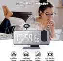 Projection Alarm Clock for Bedrooms Ceiling, Digital Clock Radio with USB Charger Port, Temperature & Humidity Display, 7.3” Large LED Display,12/24H,Snooze,Dual Loud Clock- 4 Dimmer by TinyTreasures Baby Boutique