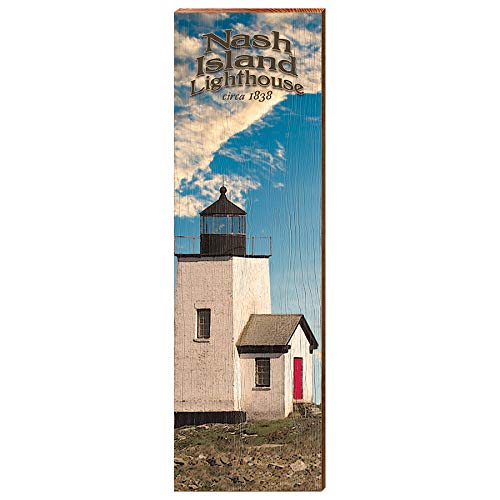 Nash Island Lighthouse Home Decor Art Print on Real Wood