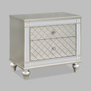 2 Drawer Nightstand With Diamond Patterned Fronts - Silver by HouseOfZazla