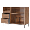 Grain Record Player Stand, Media Console With Speaker Shelf & 2 Drawers