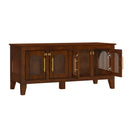 Lars Indoor Rattan Decorated Rubber Wood Dog Crate Cabinet Furniture by HouseOfZazla