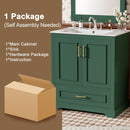 Bathroom Vanity With Sink, 1 Divided Drawer And 2 Soft Close Doors With Double Shelf