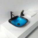 Artistic Vessel Sink With Faucet And Pop Up Drain - Blue
