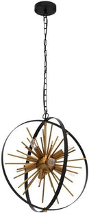 17.72'' Black Gold 8-Light Globe Sputnik Chandelier Modern Industrial Adjustable Hanging Ceiling Firework Pendant Light Fixture for Entryway Stairway Kitchen Dining Living Room Hallway by CozyNest Decor