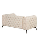 63" Velvet Upholstered Loveseat Sofa, Modern Loveseat Sofa with Button Tufted Back, 2-Person Loveseat Sofa Couch for Living Room, Bedroom, or Small Space, Beige