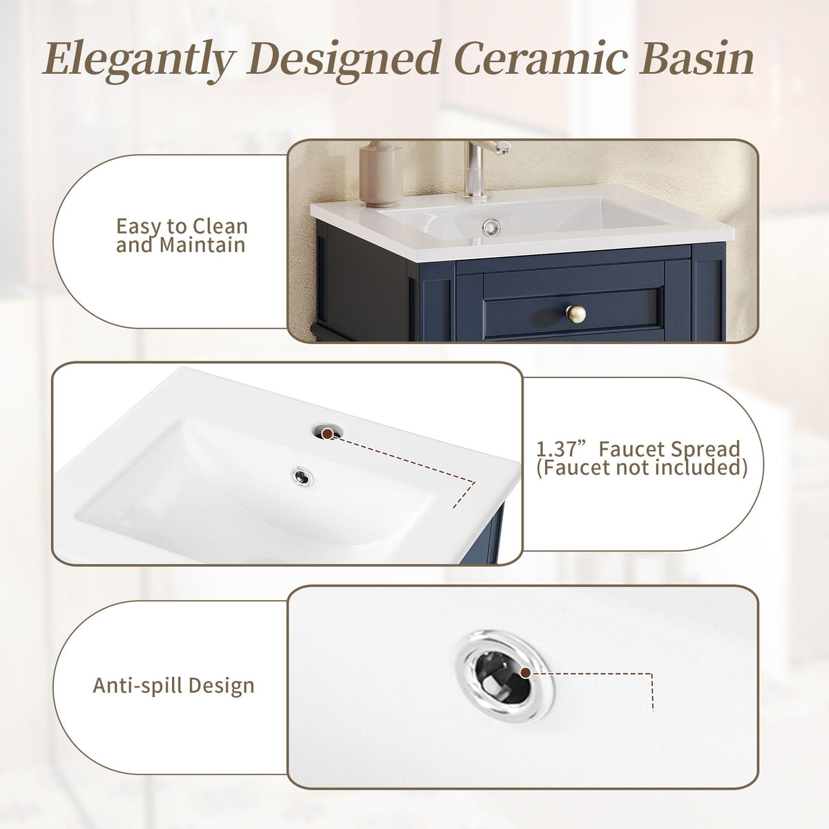 French Style Bathroom Vanity With Sink, Soft-Closing Door, Adjustable Shelf, Rectangular Design, photo 6 of 21