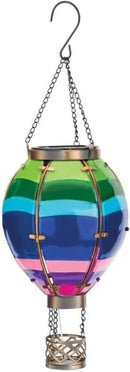 Regal Art & Gift Hot Air Balloon Solar Lantern – Hanging Solar-Powered LED Lights, Waterproof Portable Decorative Outdoor Lamp Made of Metal & Glass for Garden, Patios & Pathway – Stripe (Small) by GreenHaven Gardens