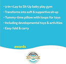 Yookidoo Baby Gym Lay to Sit-Up Playmat. 3-in-1 Newborns Activity Center with Tummy Time Toys, Pillow & Infant Miror. 0-12 Month by TinyTreasures Baby Boutique