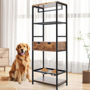 Dog Feeding Station, 3 Height Adjustable Raised Dog Bowls, Dog Feeder Station For Large Medium Dogs Cats, Dog Storage With Shelves - Black / Dark Brown by HouseOfZazla
