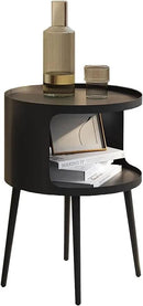Modern Side Table,Round end Table with Open Storage,Metal nightstand,Bedside Table for Living Room,Bedroom by CozyNest Decor