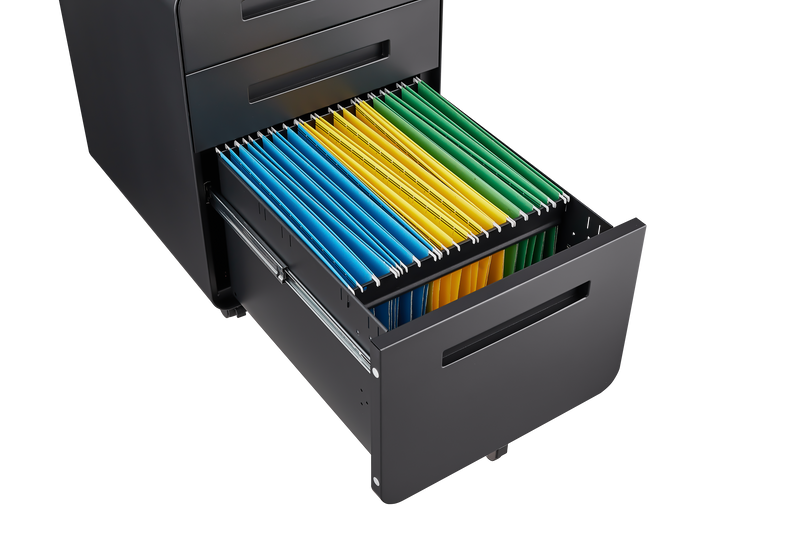 3 Drawer Mobile File Cabinet Under Desk Office,Simple Style Versatile Storage Cabinet for Legal/Letter/A4 Files, 5 Wheel Design Anti-Tilting Cold Rolled Steel Waterproof Moisture-Proof Black
