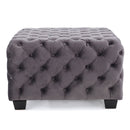 Modern Glam Ottoman with Upholstery and Button Tufted Design
